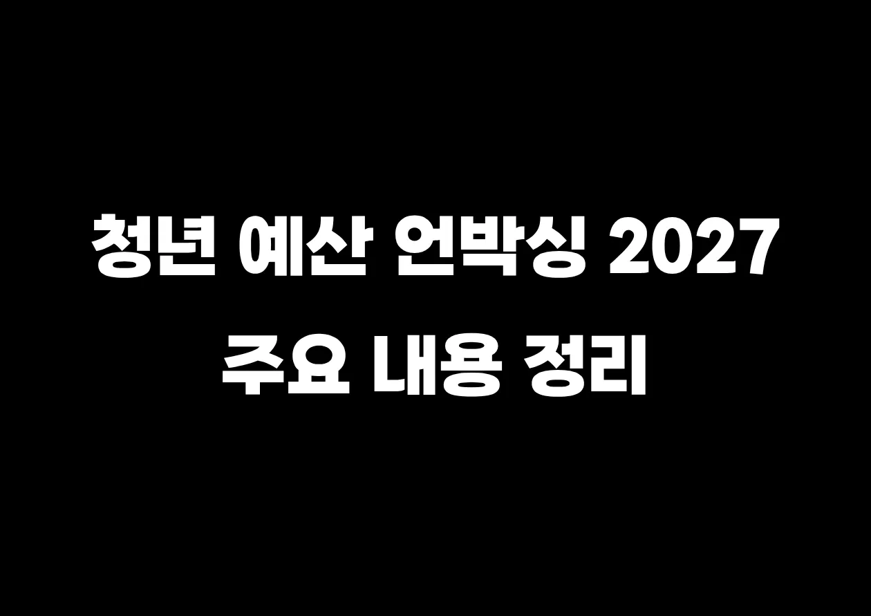 청년 예산 언박싱 2027 주요 내용 정리.png.webp